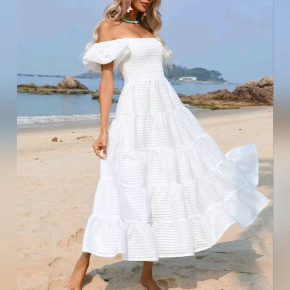 fitted lace wedding dress Gingham Layered Maxi Dress